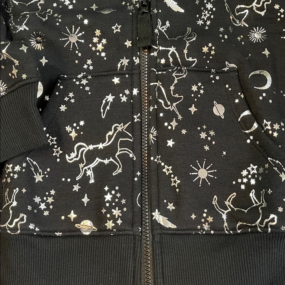 Sparkly Unicorns on Black Girls Soft Fleece Jacket 5T NWT - Picture 6 of 7